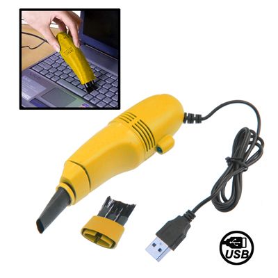 Mini Aspirador de Pó Para Notebook e PC - Amarelo