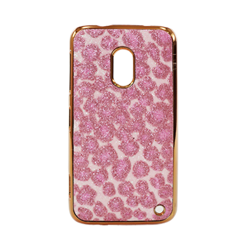 Capa Nokia Lumia 620 Animal Print Glitter C/ Bordas Douradas